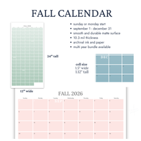 Fall 2026 Wall Calendar, September Through December