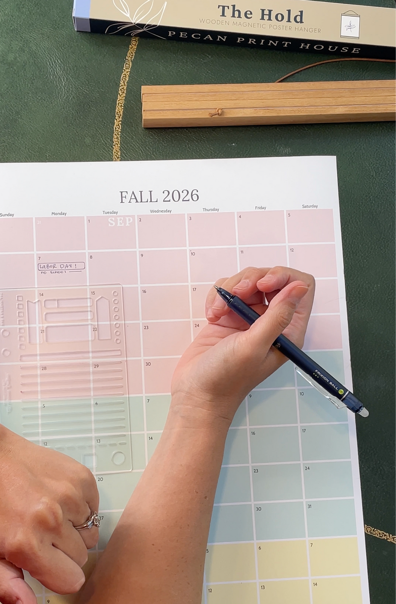 Fall wall calendar showing September through December in one continuous view with no page breaks