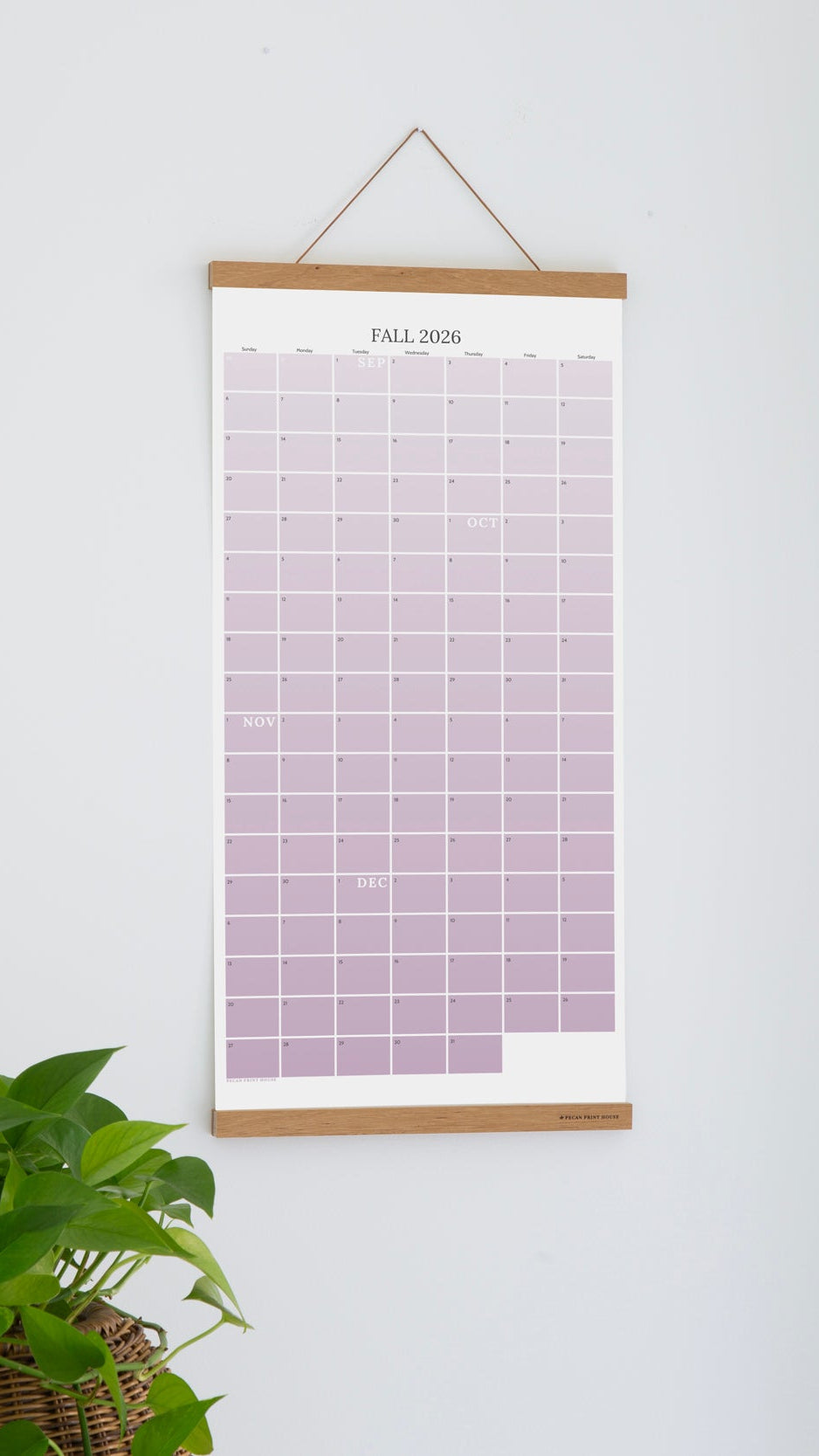 Fall Wall Calendar, September Through December