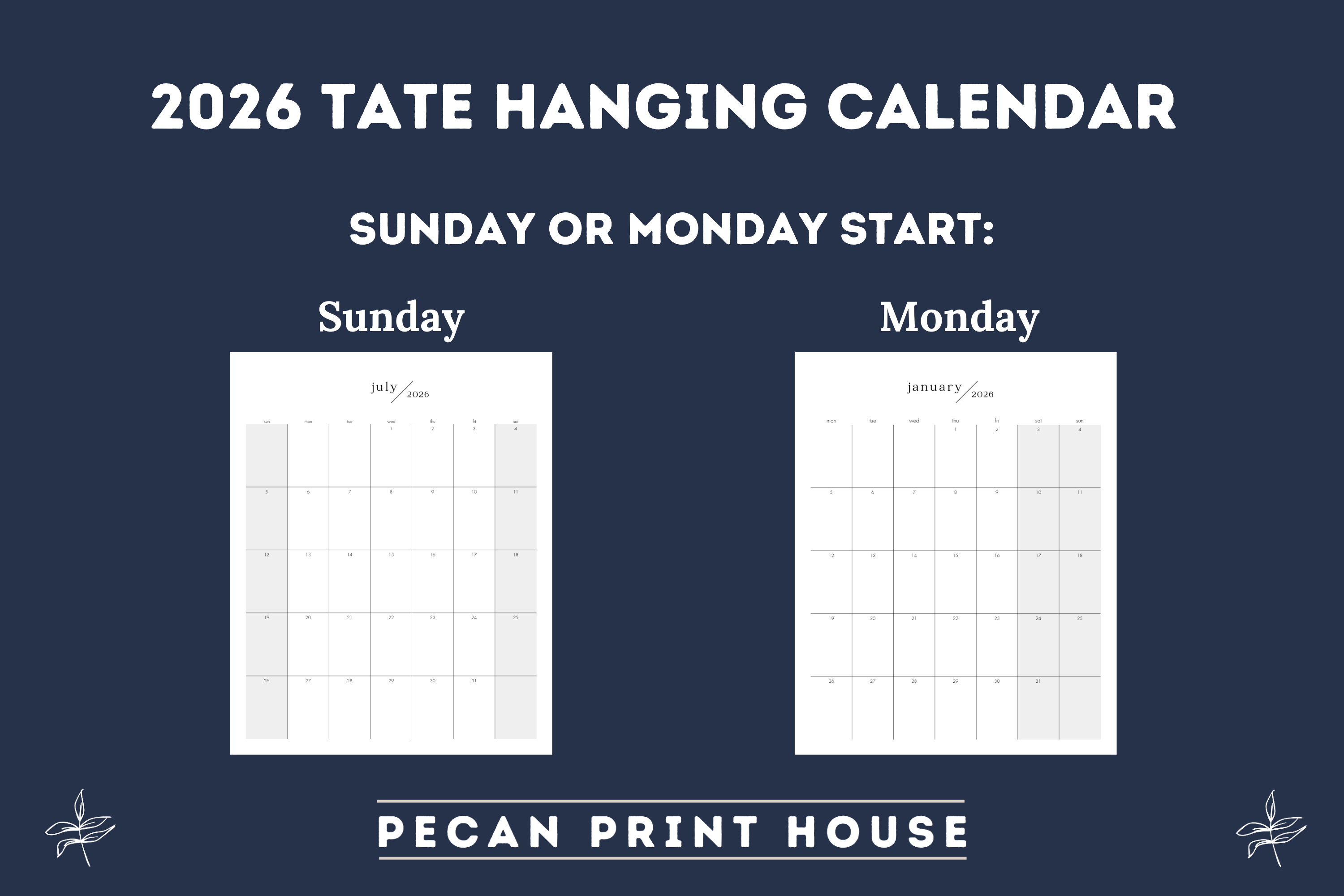 2026 Tate Hanging Calendar