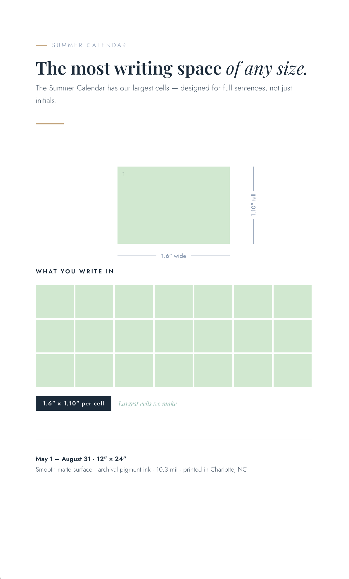 2026 Summer Wall Calendar