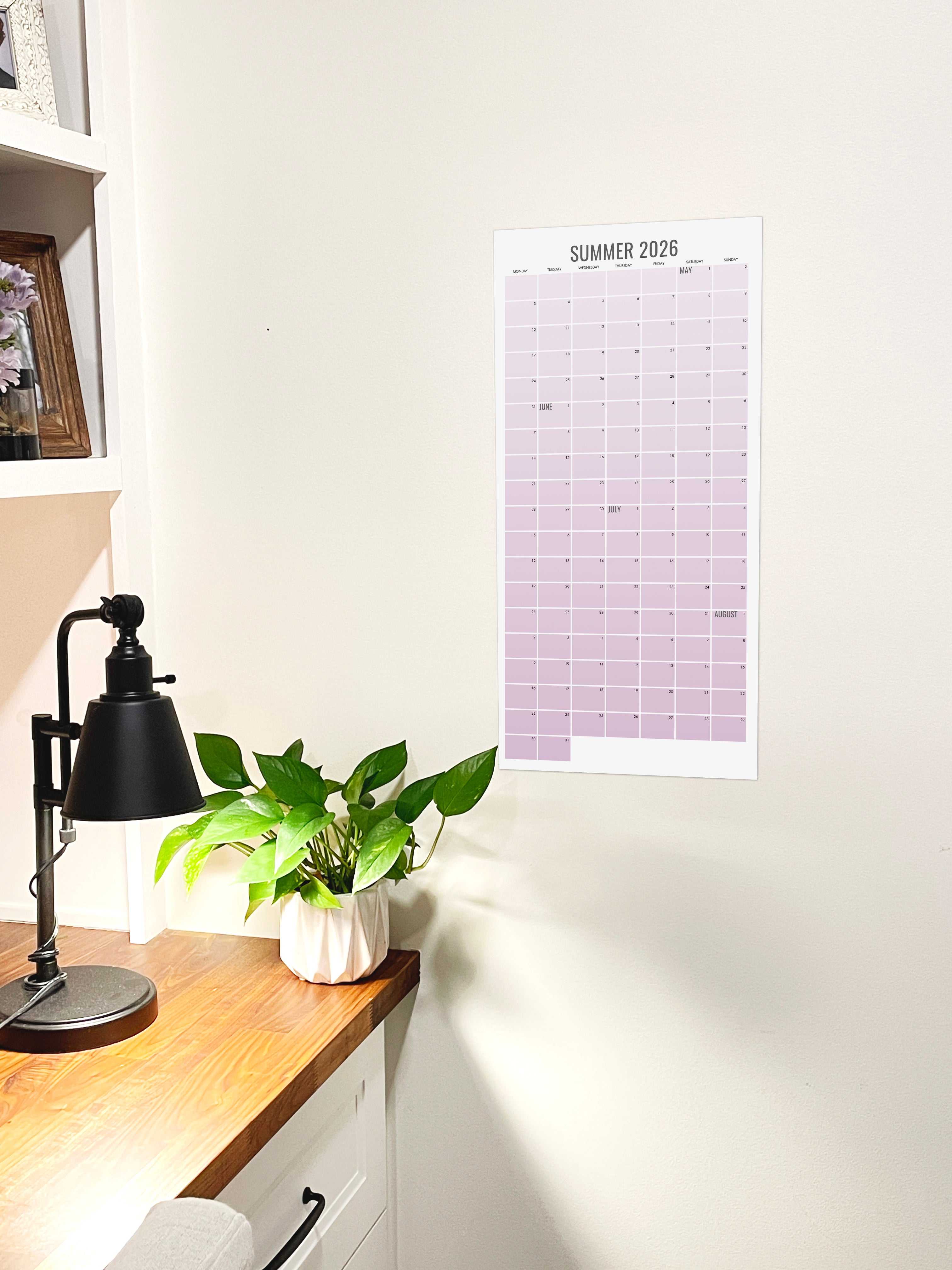 Summer Planner Wall Calendar | May–August Family Planning Calendar
