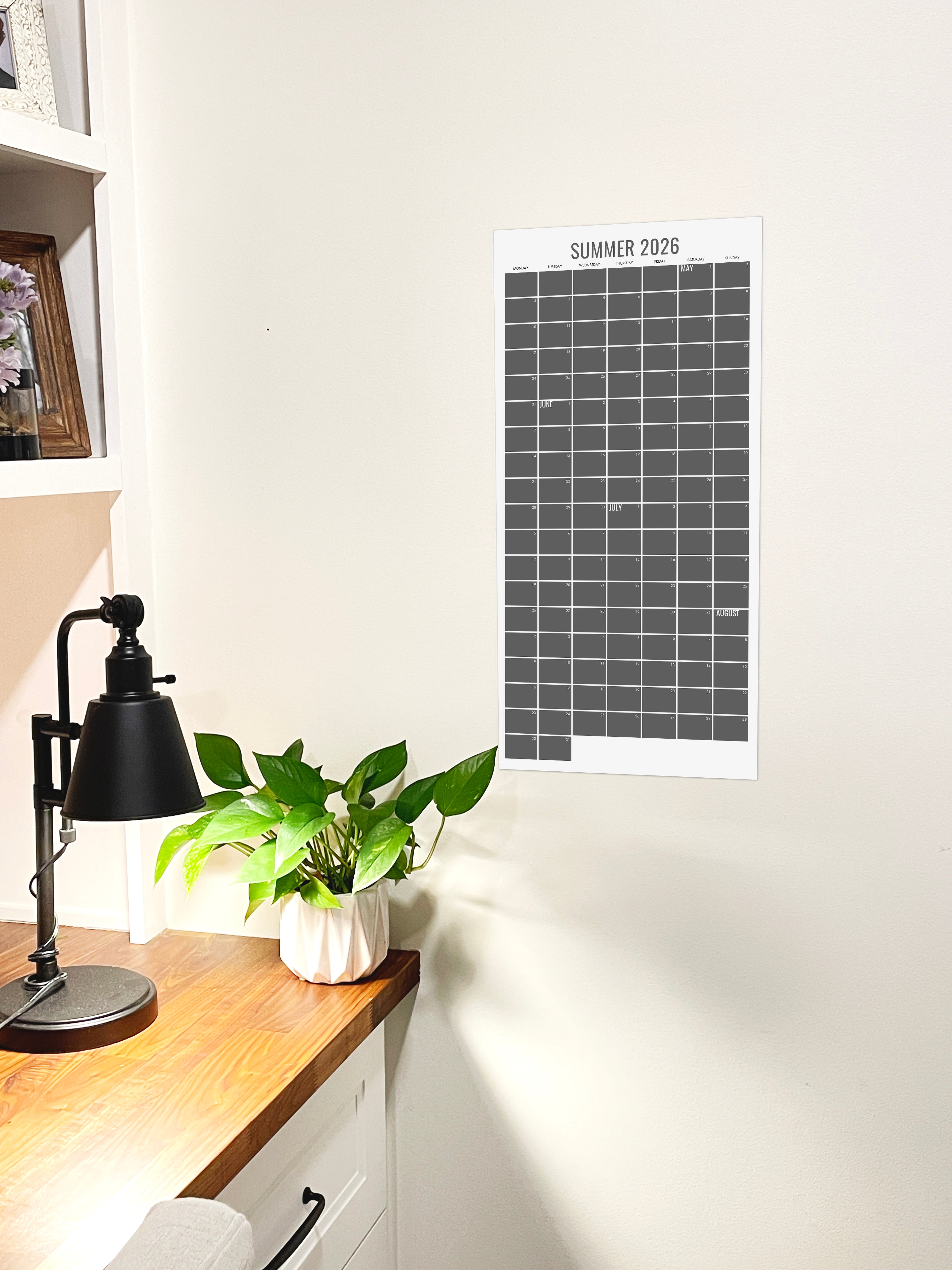 Summer Planner Wall Calendar | May–August Family Planning Calendar