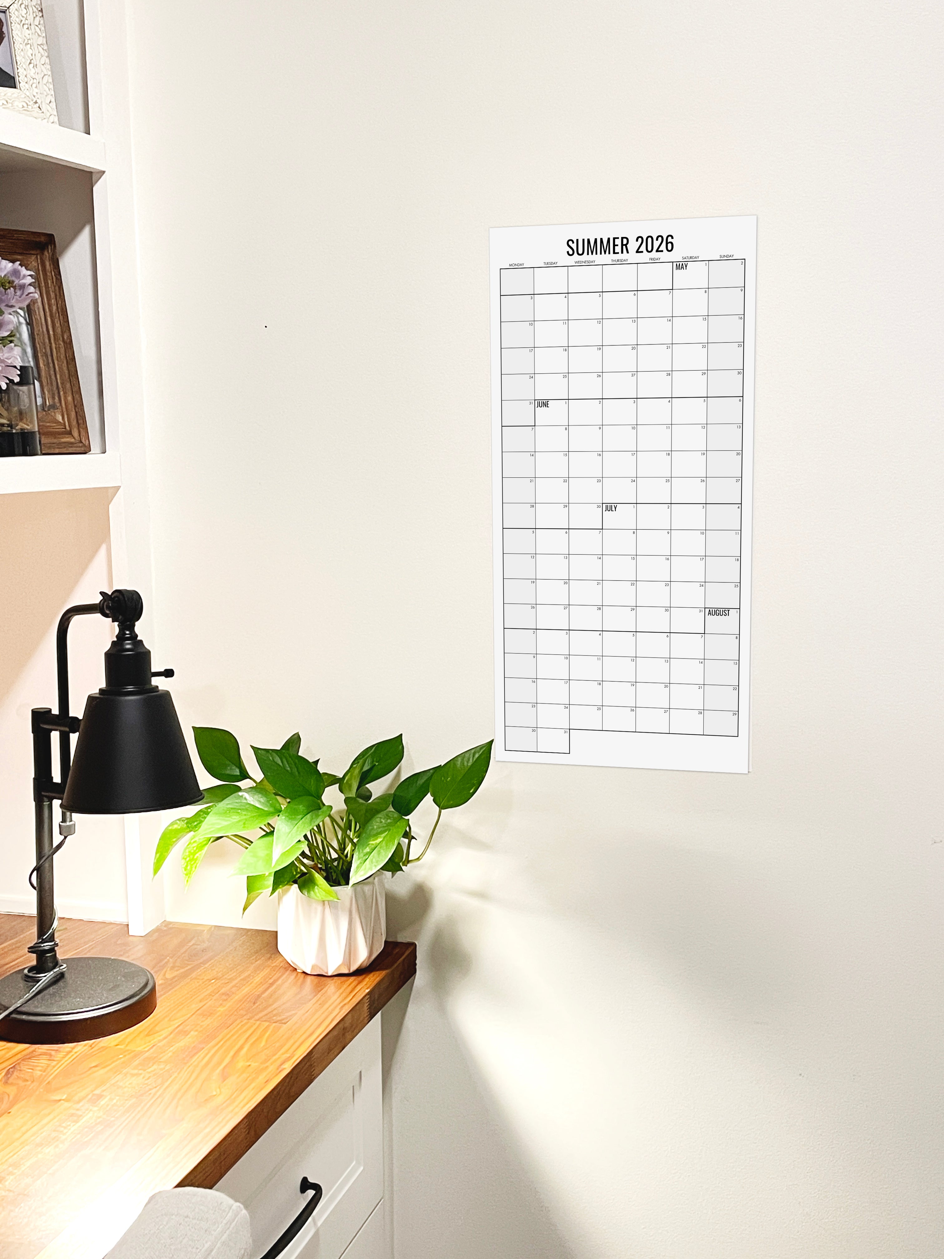 Summer Planner Wall Calendar | May–August Family Planning Calendar