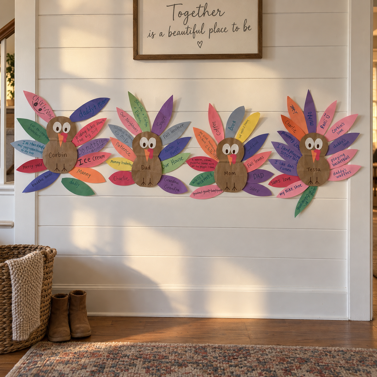 Thankful Turkey Printable Template, Traceable Stencil and Gratitude Prompts