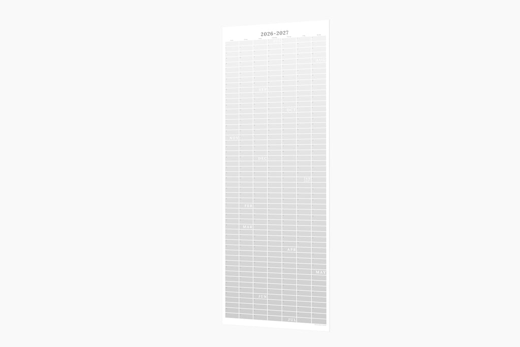 cloudy grey academic continuous calendar on a white background