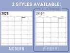 2026 Elegant Printable Calendar