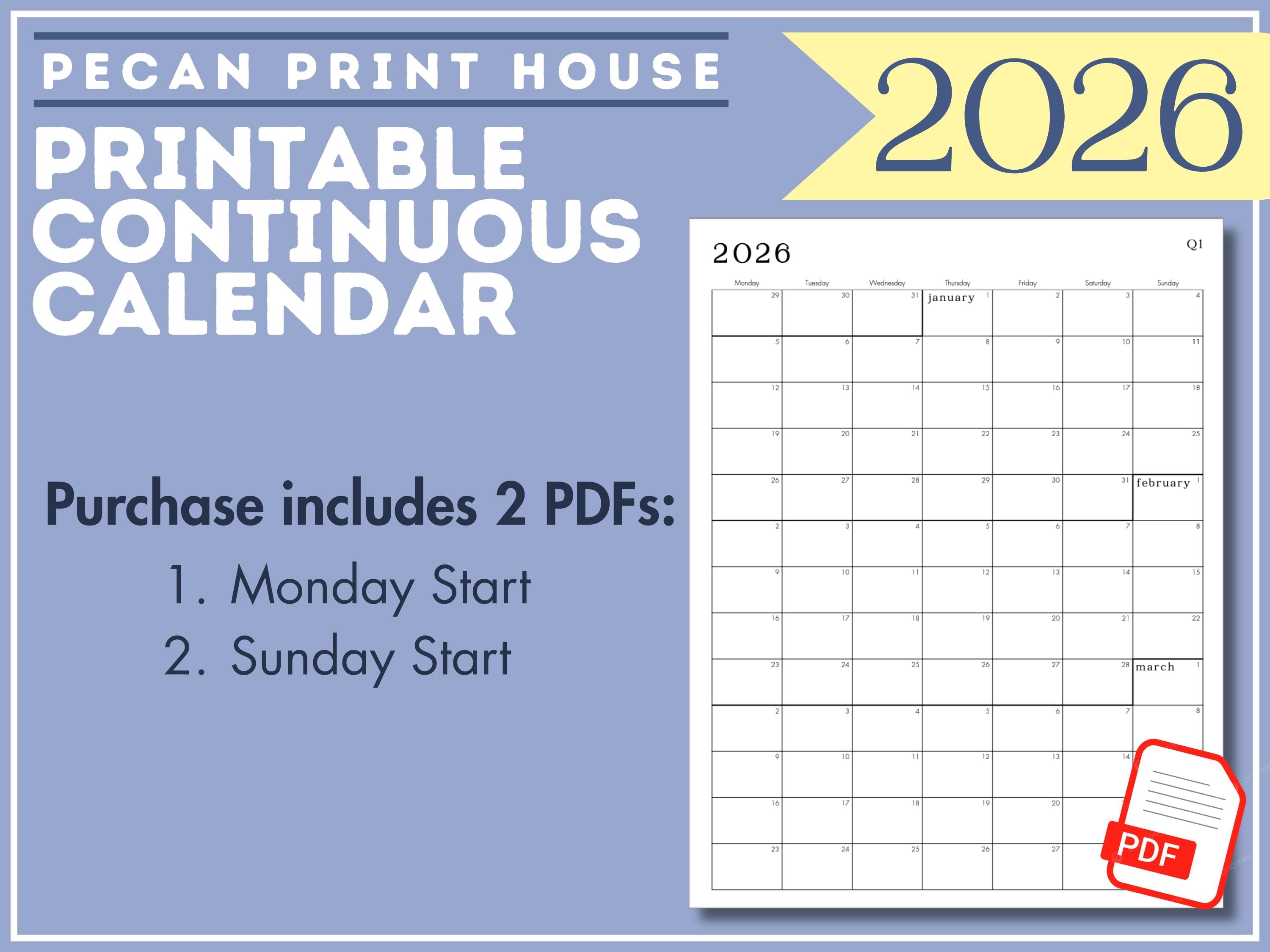 2026 Elegant Printable Calendar