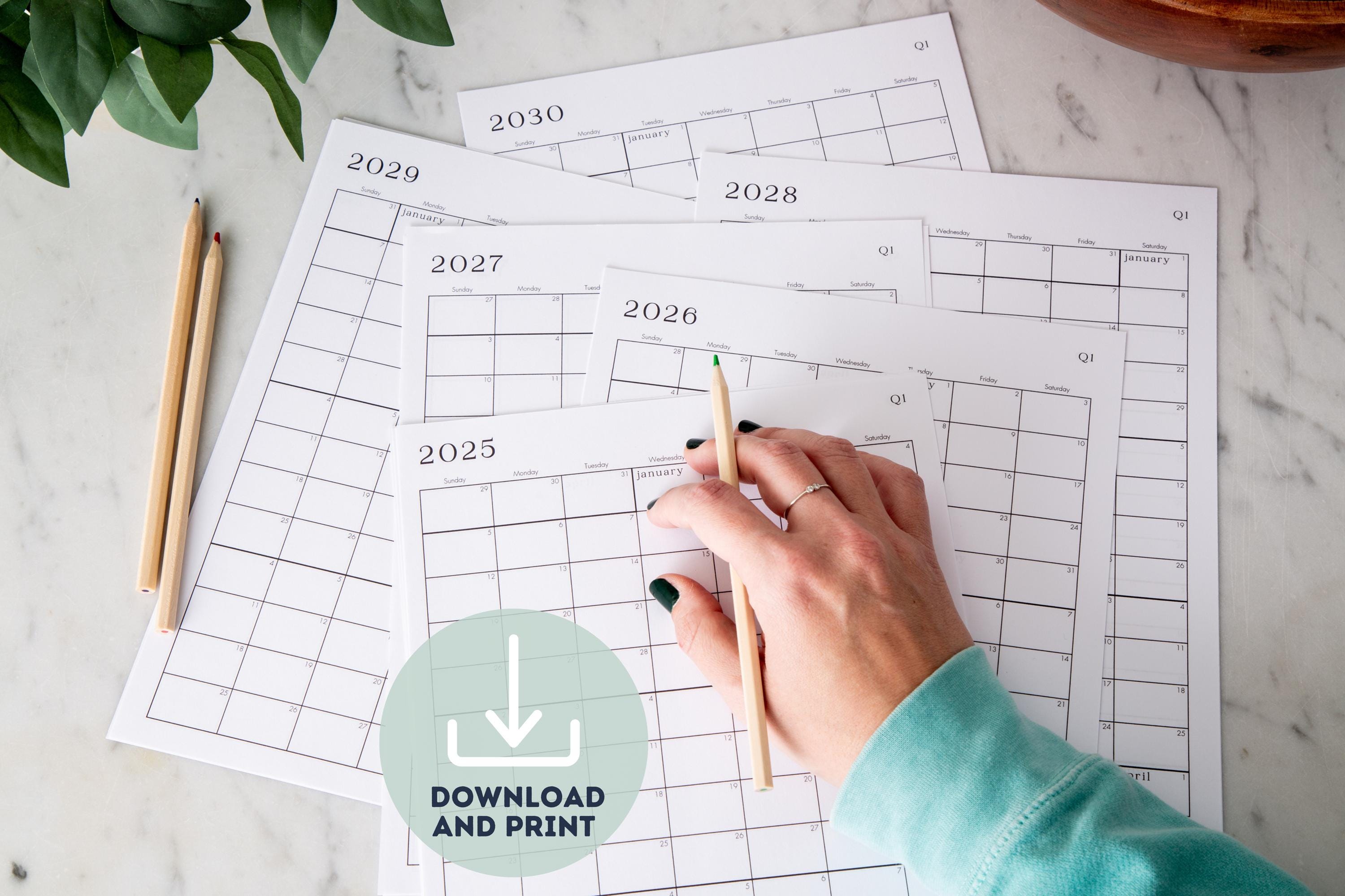 2026-2030 Printable Calendars - 5 years!